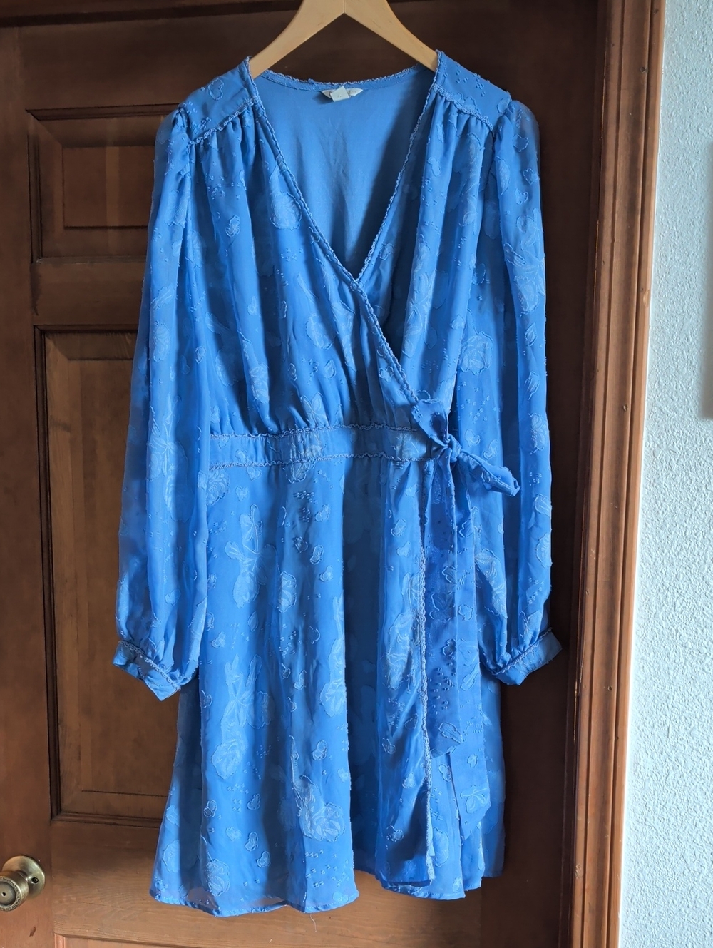 Cato Bright Periwinkle Long-Sleeve Wrap Dress